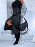 Black imitation leather LONG skirt with insulation T50-24